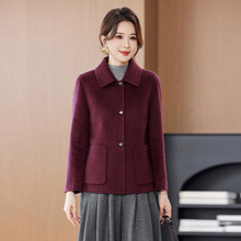 2025新款双毛呢外套中老年女羊毛呢大衣秋冬季中长款小个子上衣