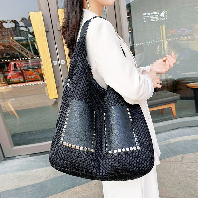 Women's Unique Shoulder Bag With Studded Details And Patchwork_voghion.com