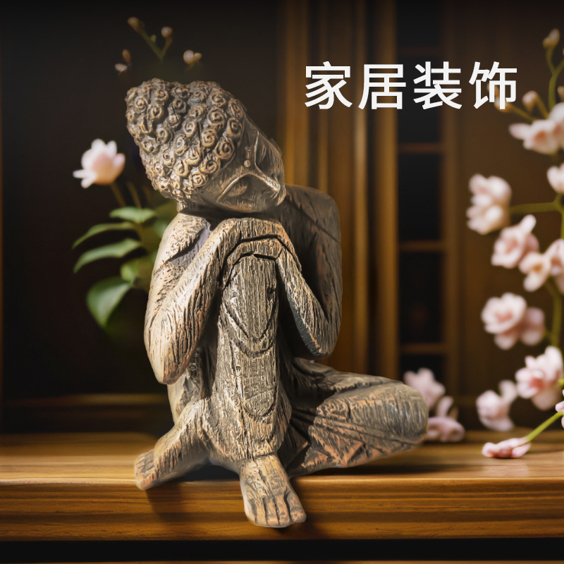 Estatua de Buda acuario paisaje decoración resina decoración creativa nueva sala de estar China gran estatua de Buda decoración pasillo Decoración