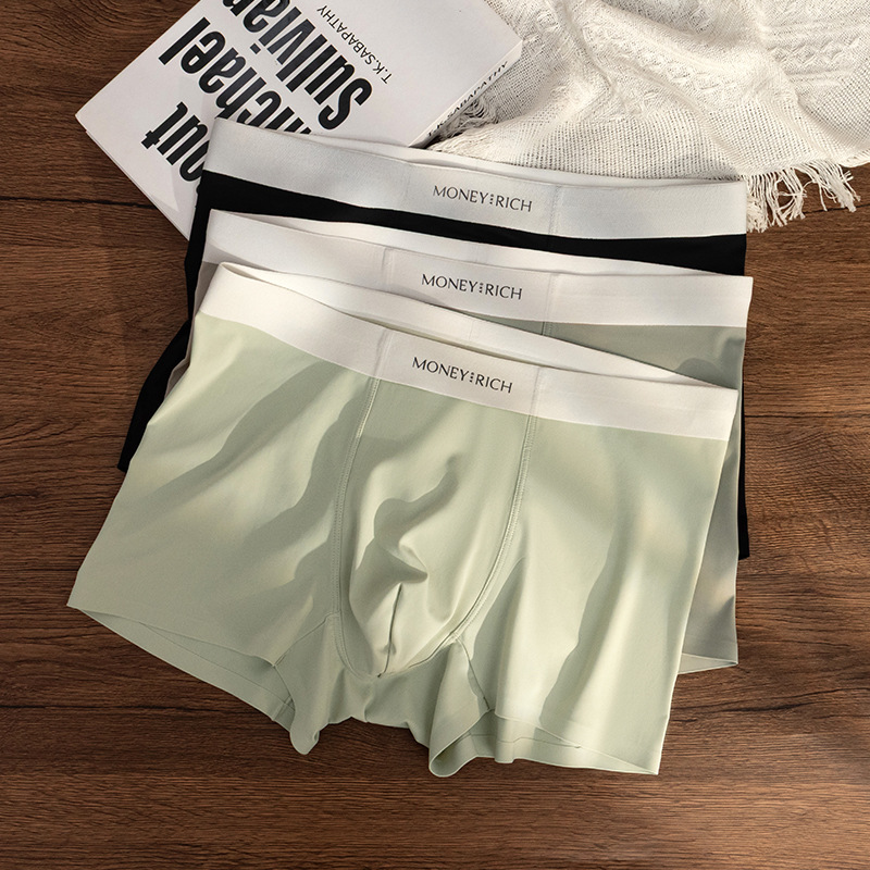 Verano helado sensación fría transpirable sin marcas antibacterianas pantalones de hombre sudor absorción de color sólido cuadrícula al por mayor