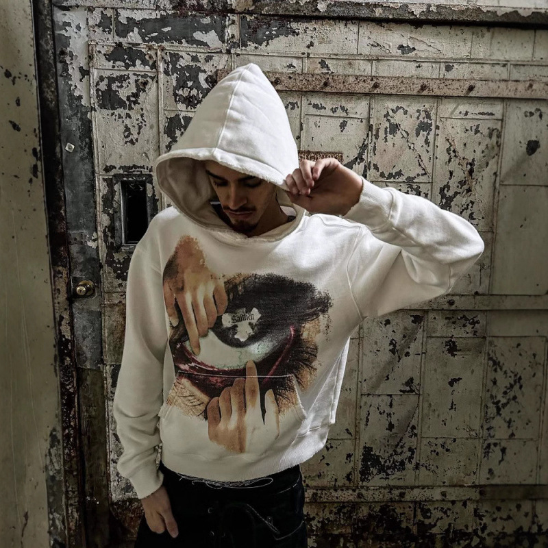 Unisex Retro Funny Teeth Print Hoodie - Fleece-Lined Pullover Sweatshirt For Men & Women_voghion.com