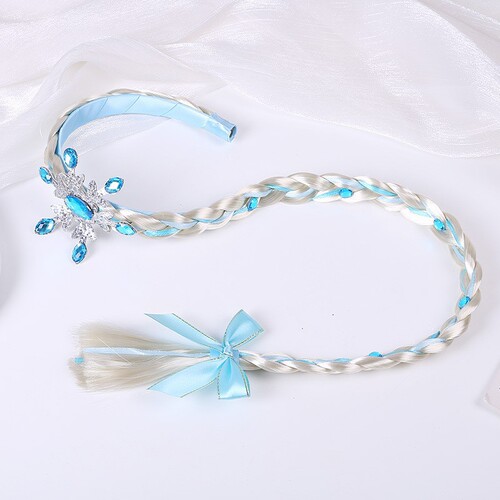 New Frozen Elsa Princess Braided Crown Girl Child Hair Band Children Long Hair Wigs Hair Accessories Headband