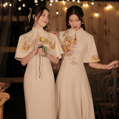 Bridesmaid dresses of Chinese style, Chinese dresses oriental retro Qipao Cheongsam for women  sister group cheongsam temperament of restoring ancient ways 