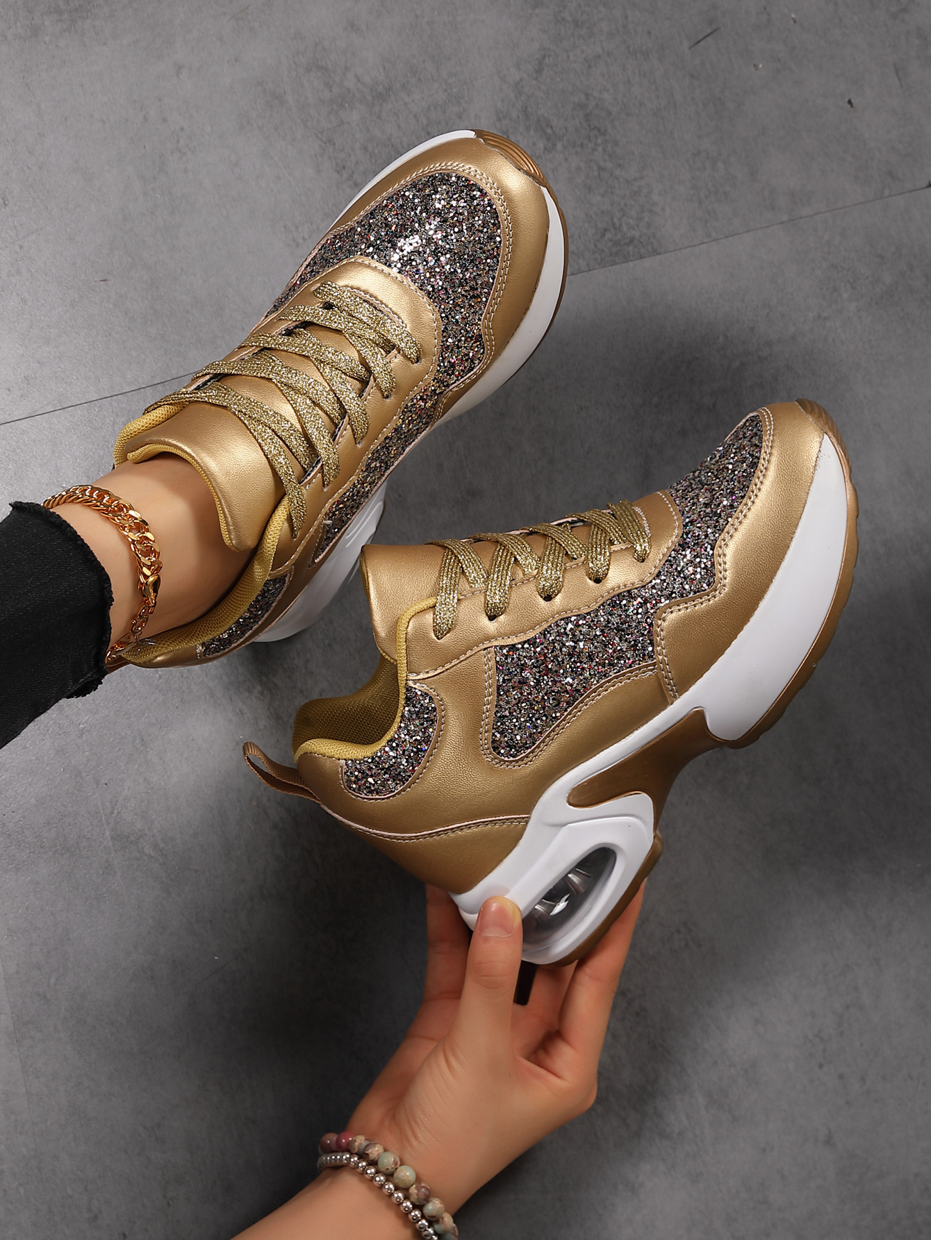 Damen Herbstmode All-in-One-Erhöhung Damenschuhe dicke Sohle Freizeitsportschuhe_voghion.com