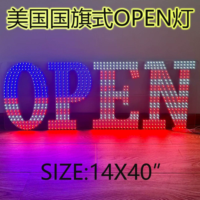 Флаг США OPEN SIGN LEDATING USA Flag Open Sign10X30 "14X40"