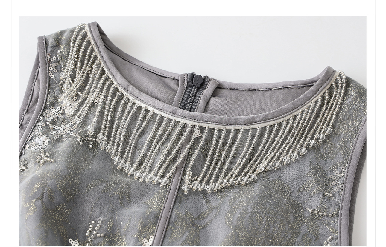 Set áo khoác jacquard thêu kim tuyến và chân váy phong cách Trung Hoa mới mùa hè — Màu xám nửa váy, Trang chủ chi tiết 16
