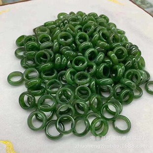 Raw ore Russian Hetian Jade Jasper ring running ring Yang Green no crack with micro black dot head foot factory wholesale