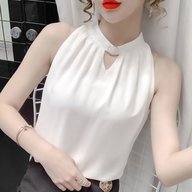 Sleeveless Chiffon Shirt Women's Halter Camisole Women's 2025 Summer New Inner Wear Outer Wear Hollow Base Top Women's Top Sleeveless Chiffon Shirt Women's Halter Camisole Women's 2025 Summer New Inner Wear Outer Wear Hollow Base Top Women's Top