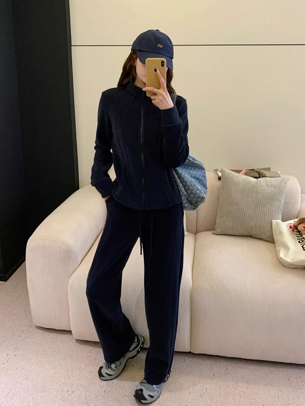 桑坡新款露露三代防风加厚款绵羊毛套装女保暖显瘦连帽运动两件套|undefined
