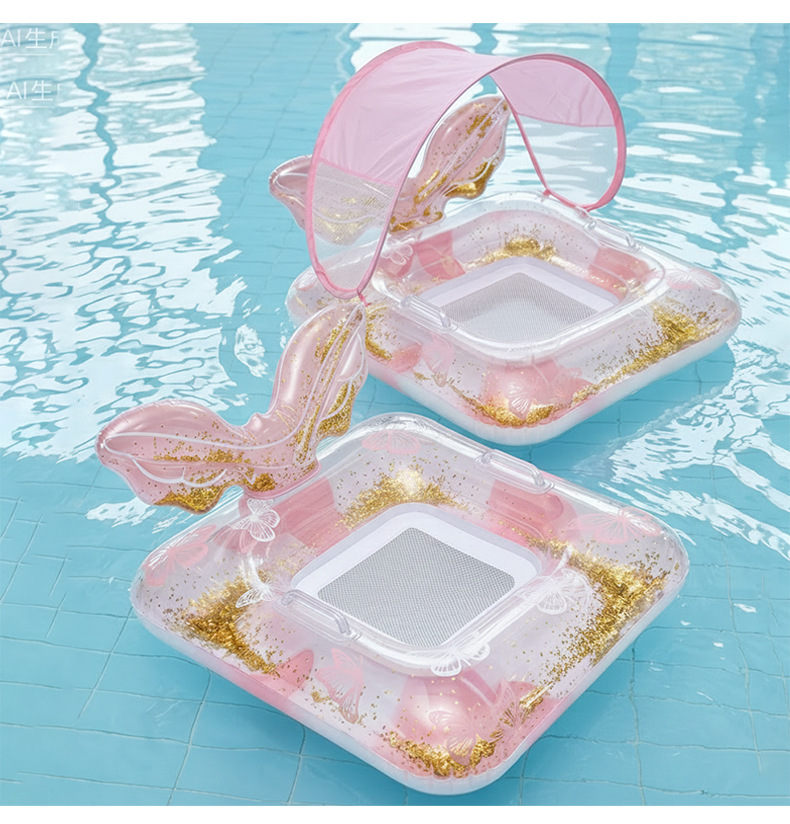 Butterfly Pool Float With Canopy Inflatable Water Lounger Chair_voghion.com