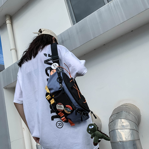 Crossbody bag for men, ins fashion small bag, casual trendy brand chest bag, student waist bag, Japanese style nylon shoulder bag for women