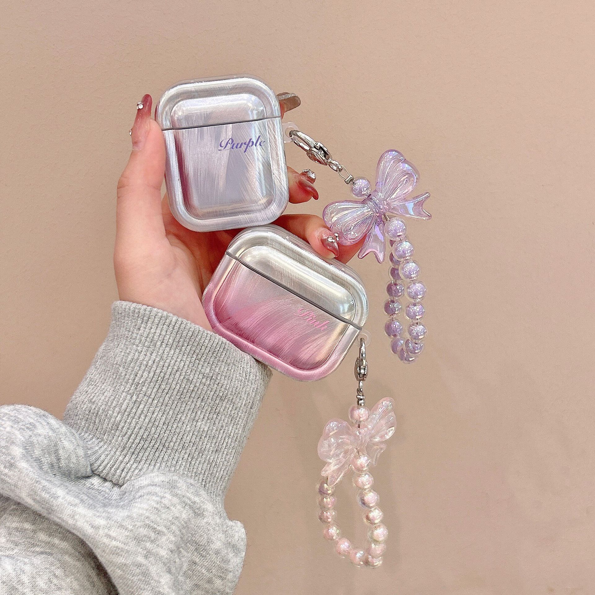 Plunksnų siūlų žydėjimo gradiento apsauginis apvalkalas, skirtas „AirPods 3“ 1/2/3 kartos belaidėms „Bluetooth“ ausinėms „Pro2“ minkštas dėklas._voghion.com