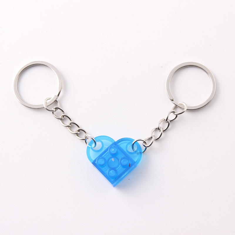 Dos en uno bloques de construcción de amor llavero pareja desmontable llavero amistad afecto en forma de corazón Qixi pequeño regalo