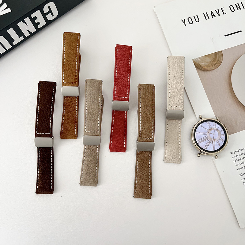 Suitable for Huawei Gt6 Watch Gt5Pro Strap Watch5 Retro Frosted Leather Magnetic Buckle 18/20/22