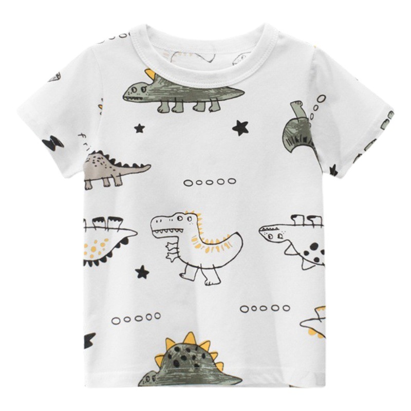 27 niños marca ropa para niños novedad de verano 2025 ropa para bebés dinosaurio camiseta de manga corta para niños dropshipping