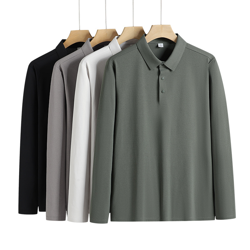 Autumn New Functional Long-Sleeved Polo Shirt Men's Sports Micro-Elastic Versatile Casual Lapel Pullover Golf Bottoming Shirt