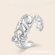 珍珠戒指小众设计高级感ins冷淡风复古法式开口时尚个性开口指环