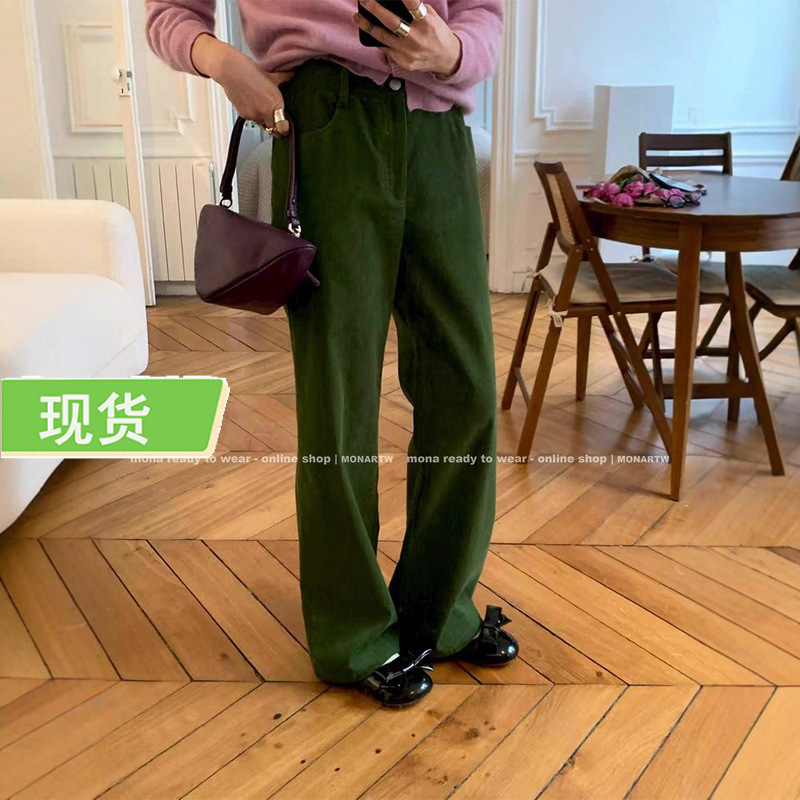 Mona Hot-Selling Retro Flared Corduroy Mid-Waist Slimming Pants for Petite Women, New Autumn and Winter Style