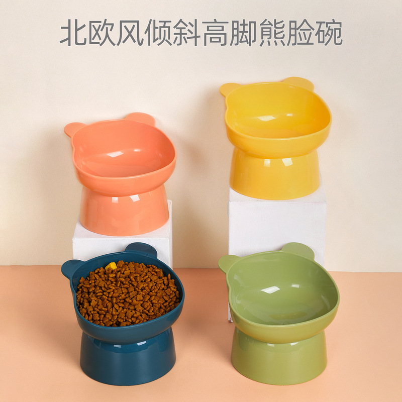 Original Meow Xinbao cat bowl oblique goblet cat neck protection cat bowl anti-knock plastic cat basin Pet Bowl wholesale