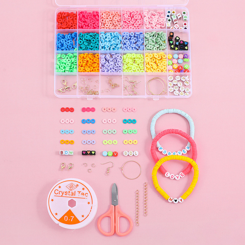 European and American Cross-Border DIY Bracelet Jewelry Accessories 6mm 24 Grids Colorful Soft Clay Discs Clay Discs Amazon New Products