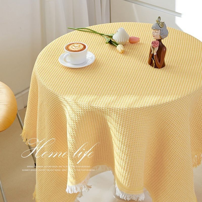Small Round Table with an Instagram-Style Vibe, Cotton and Linen Large Square Table, Coffee Table, Desk, Round Tablecloth, Tablecloth, Sofa Cover