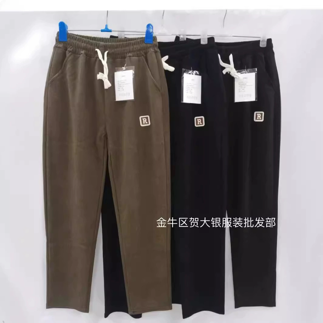 Осенне-зимние утолщенные бархатные брюки из капока на флисовой подкладке в тонкую полоску с высокой талией больших размеров для женщин среднего и пожилого возраста, прямые брюки в стиле мамы.