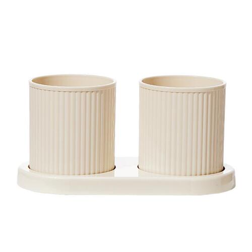 Light luxury Nordic couple toothbrush cup, fashionable cream style household mouthwash cup, high-looking plastic toothbrush cup