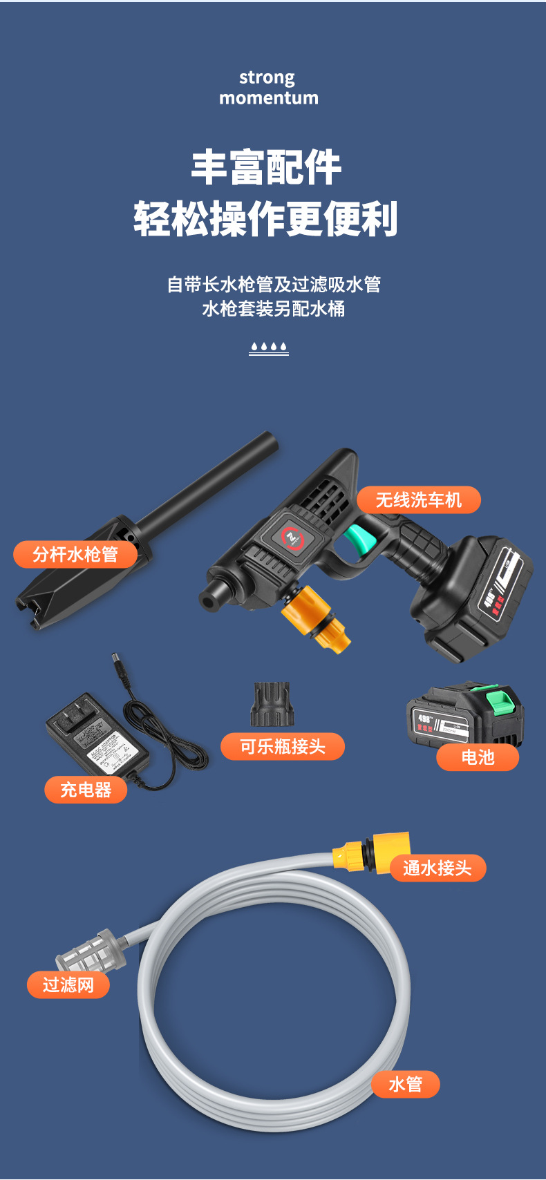 Wireless Lithium Battery Car Washing Machine Household High-Pressure Car Washing Water Gun Portable High-Power Lithium Battery Car Washing Water Gun Manufacturer Wholesale
