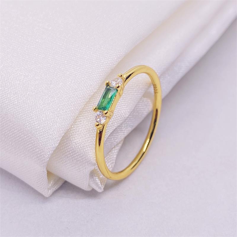 Simple Style Rectangle Sterling Silver Inlay Zircon Rings display picture 4