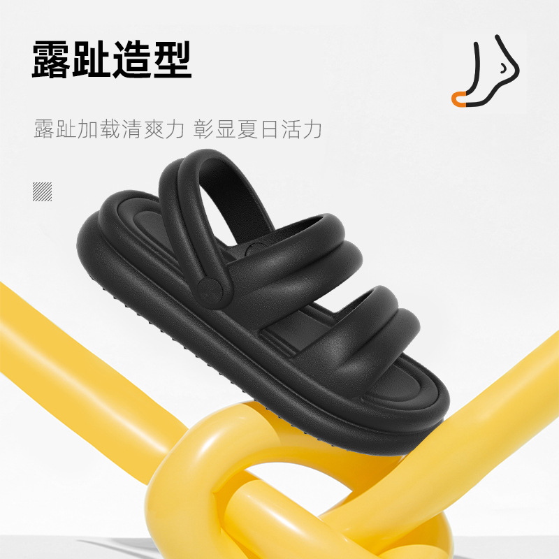 Summer and Autumn New Retro Pleated Fashion Sandals for Women, Outdoor Wear, Casual Home Wear, Dual-Purpose Sandals with Soft EVA Soles and Non-Slip Features