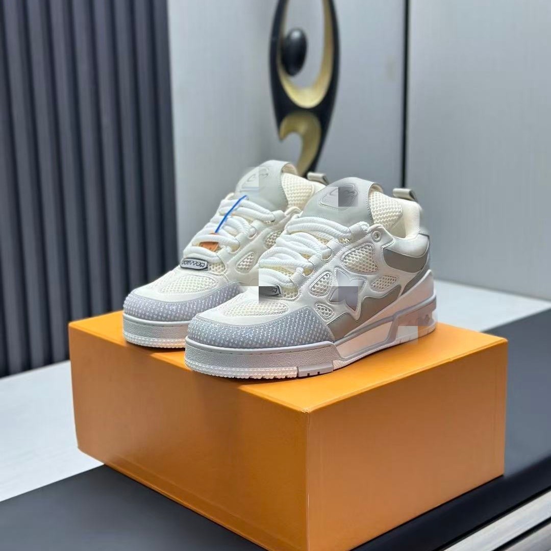 Putian shoes, Lujia Trainer, bread-style sneakers, Skate four-leaf clover design, unisex, fashionable, thick-soled, height-increasing, casual skate shoes