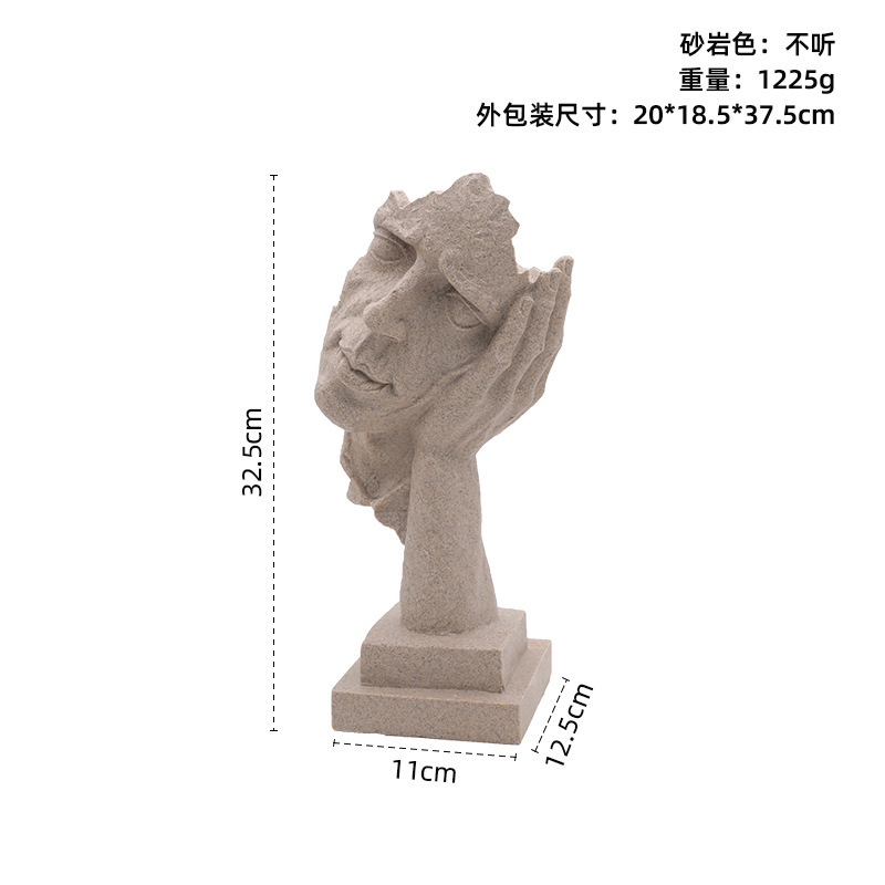 北欧のアイデアの小さいサイズの沈黙は金のカバーの3つの抽象的な樹脂の彫刻で飾られています。|undefined