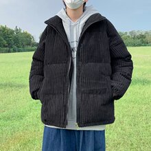 港风冬季新款潮牌棉袄外套玉米格加厚棉衣面包服2024秋冬潮男