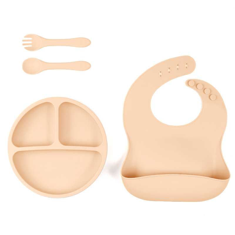 En stock al por mayor plato de cena para niños cuatro taza de succión reforzada cuenco para niños tazón de suplemento de alimentos para bebés plato de cena de silicona vajilla para niños