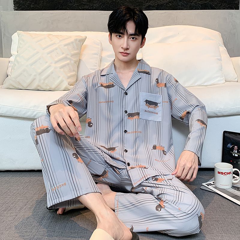 睡衣男夏季2025新款冰丝薄款夏款短袖短裤水墨丝绸家居服男士夏天