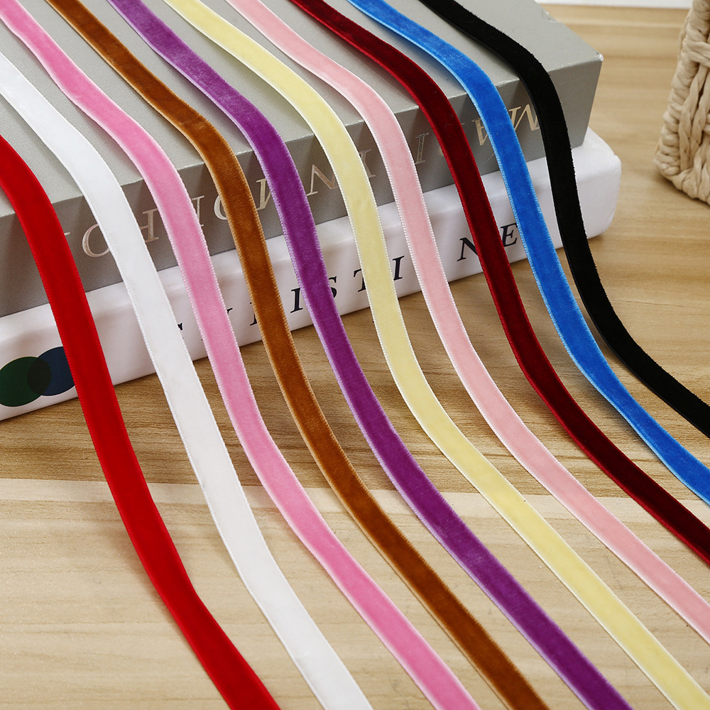 1cm cinturón de terciopelo colorido DIY hecho a mano arco accesorios para el cabello flocado cinturón ropa interior decoración accesorios cinturón de terciopelo