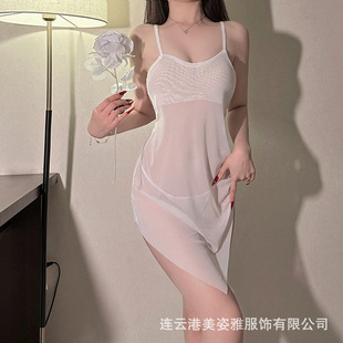 Perspective Mesh Low-cut Sexy Sling dress Irregular Nightclub Bar Didi Spice Girl Style Slim-fit Postmom Dress