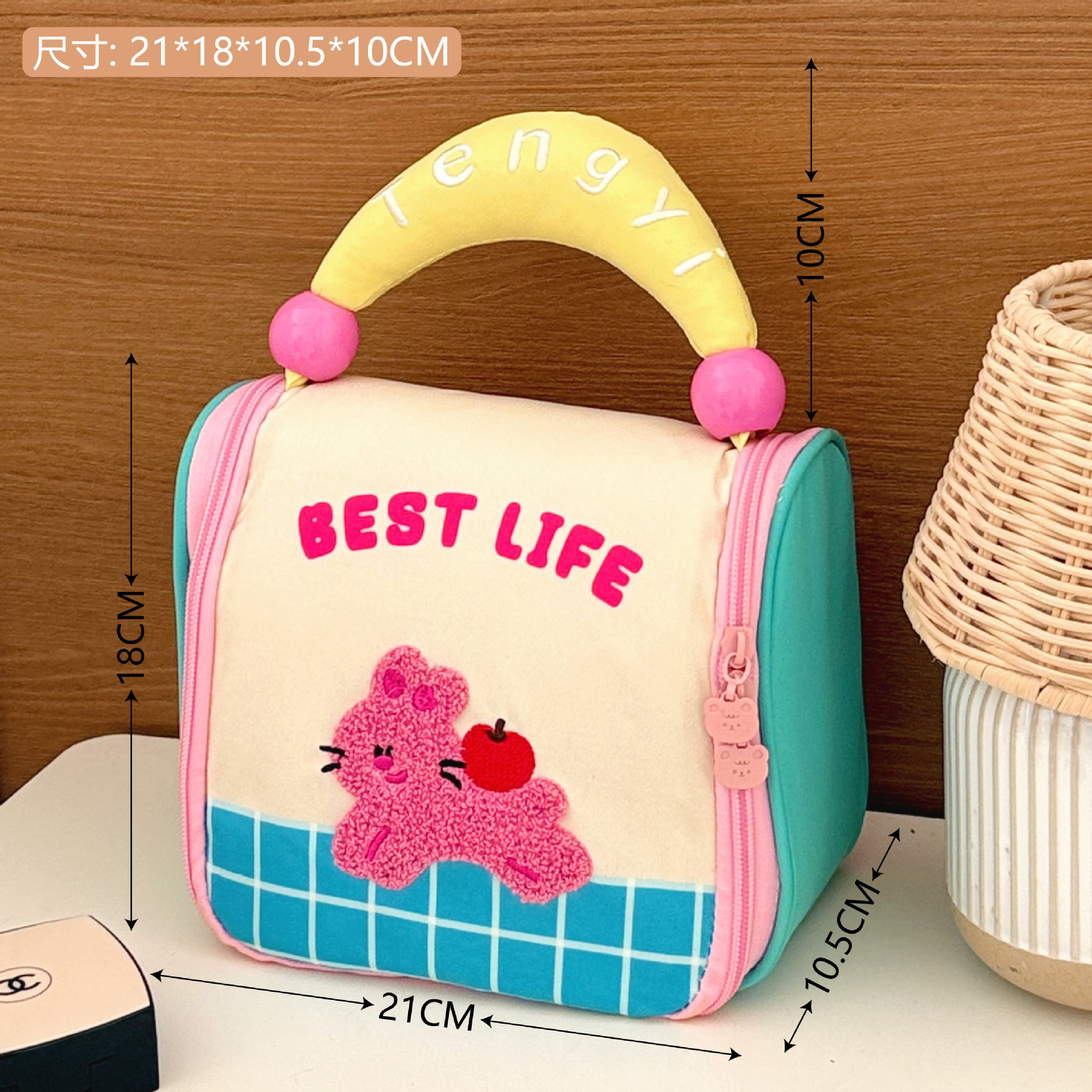 Tengyi original lindo chalet bolsa de maquillaje con regalo de mano bolsa de almacenamiento de gran capacidad bolsa de almuerzo de preservación de calor bolsa de mano