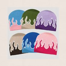 欧美时尚针织帽 男嘻哈街头火焰套头帽 秋冬季户外骑行帽百搭保暖