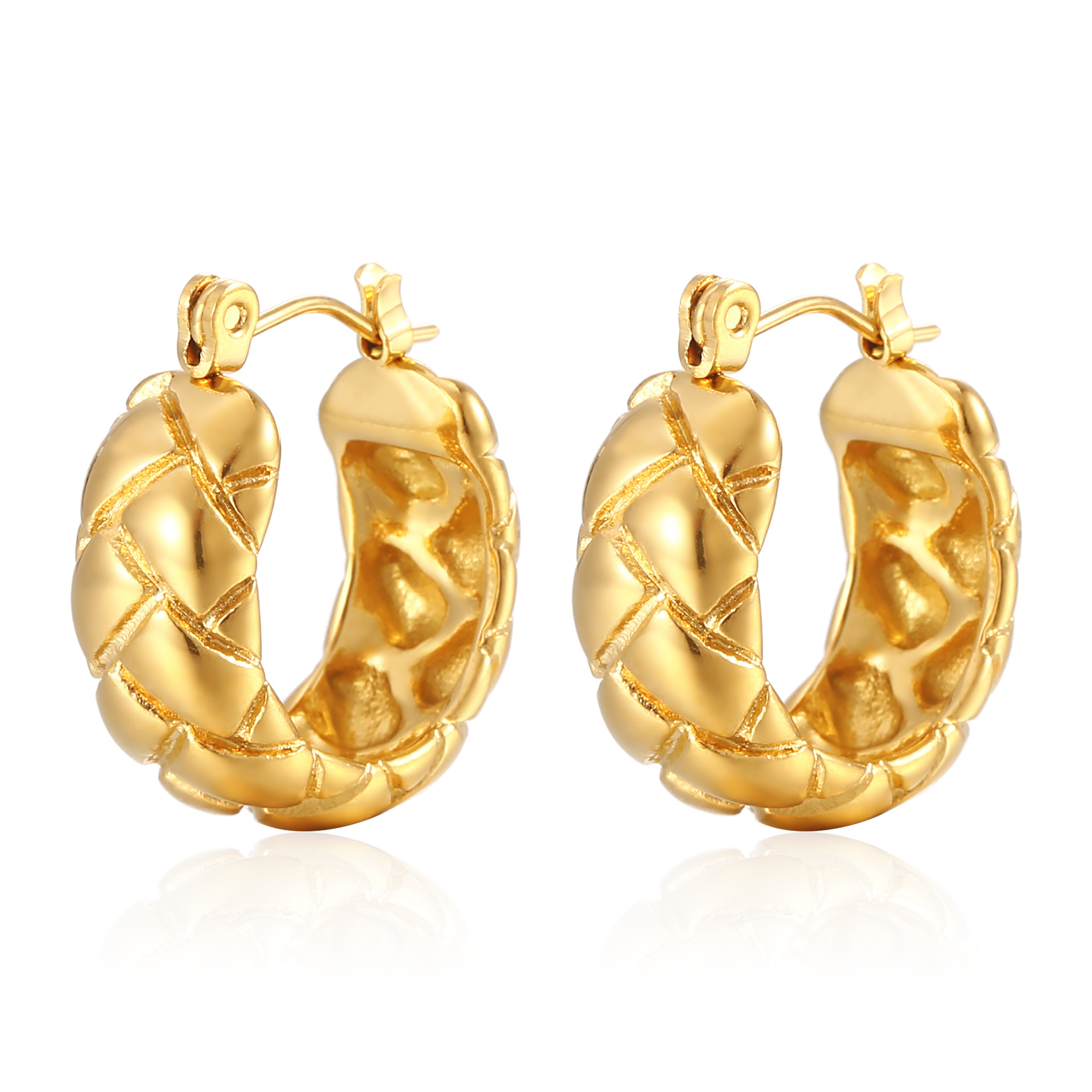 Fashionable golden trend geometric small design earrings stainless…