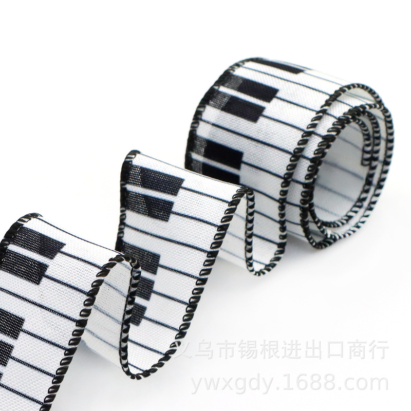 5 Yards/Roll 38mm Black and White Piano Key Fine Linen Edging Tape DIY Bow Decoration Packaging,1Yc81801