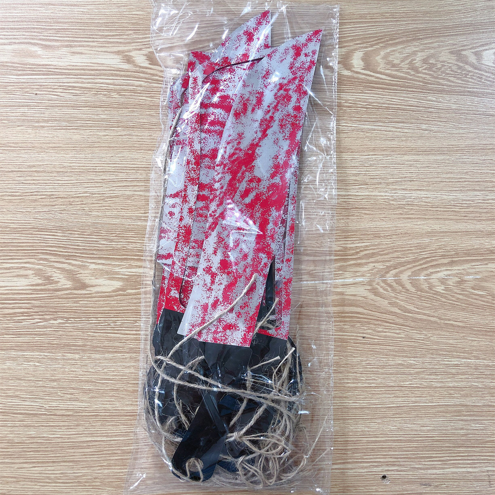 Halloween decorations horror blood knife hanging flags haunted house trick scary PVC props pull flower hanging ornaments_voghion.com