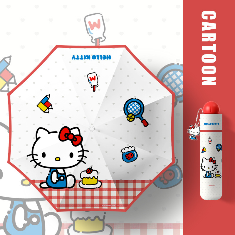 正規品 サンリオ 自動傘 かわいい kt 猫 50% off 晴雨兼用日よけ傘 ハローキティ セット|undefined