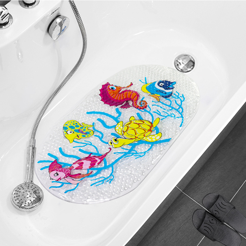 Patrón de impresión transfronteriza PVC baño antideslizante alfombra con adsorción Hotel ducha bañera alfombra de piso estera de piso de protección del medio ambiente fabricante