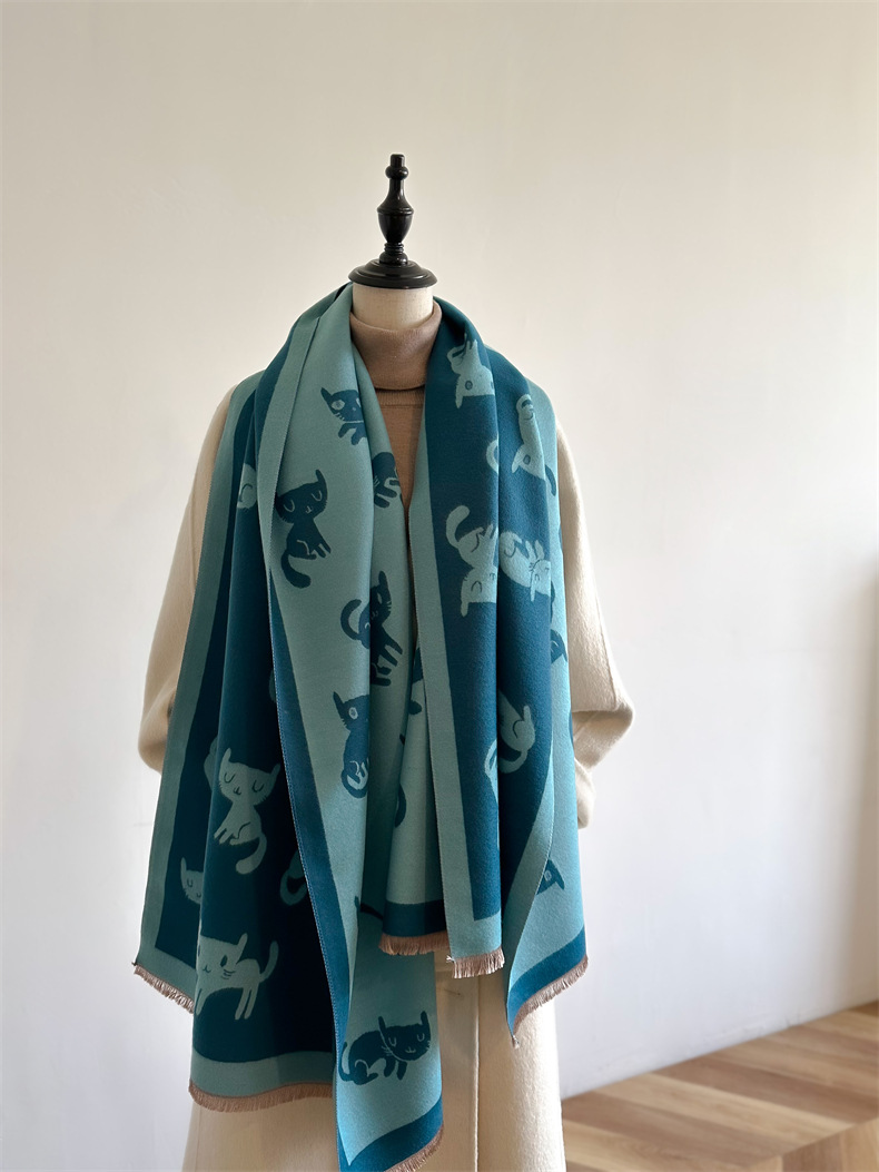 Scialle invernale lungo in jacquard double face con aria condizionata e caldo, in imitazione cashmere, sciarpa personalizzata alla moda per donna_voghion.com