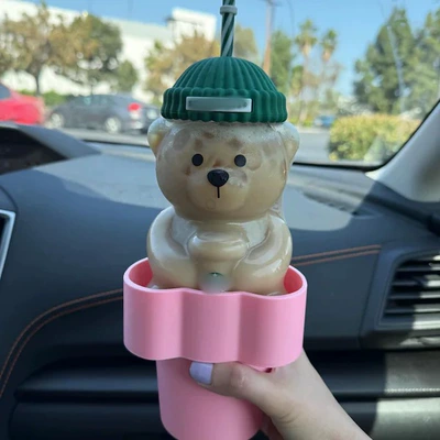 New cross-border wave cloud bear cup holder for car, cartoon star cup universal car water cup holder Amazon