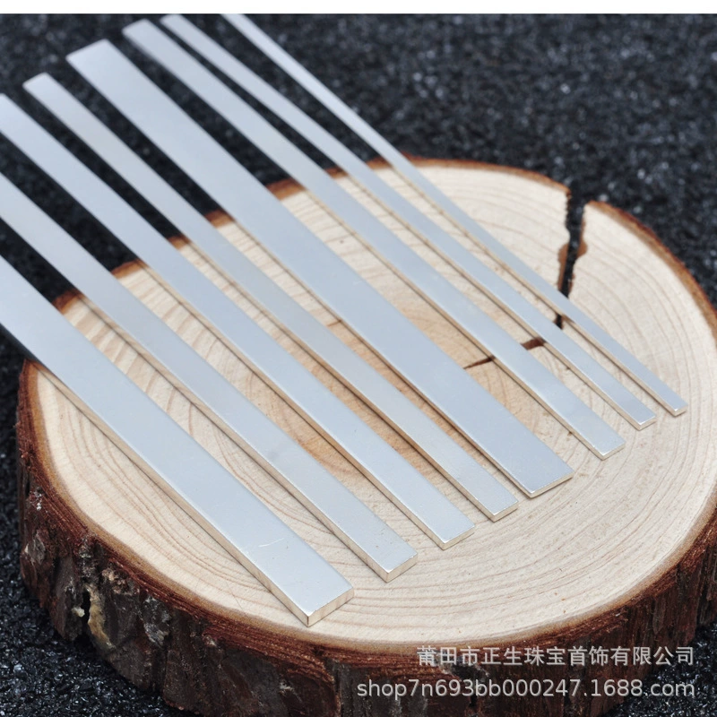 S999 чистый серебряный слиток ручной работы DIY полуфабрикат браслет кольцо сырье дерево инкрустированное серебряной плоской проволокой тонкое серебро