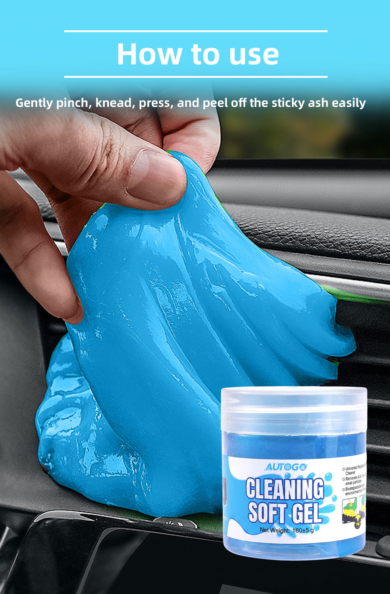 AUTOGO Cleaning Gel - Multi-functional Cleaning Paste for Car Interior Gaps, Keyboard, and Dust Removal