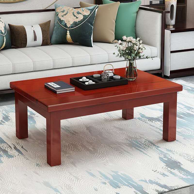 Mesa de té de madera maciza moderna simple tabla de almacenamiento rectangular tabla de té para el hogar sala de estar pequeña tabla de té de almacenamiento de doble capa