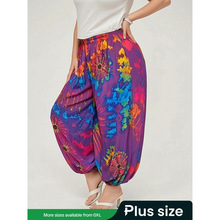 W 40287 Tie-dye Plus Size Harem Pants ��Ⱦ���������羳